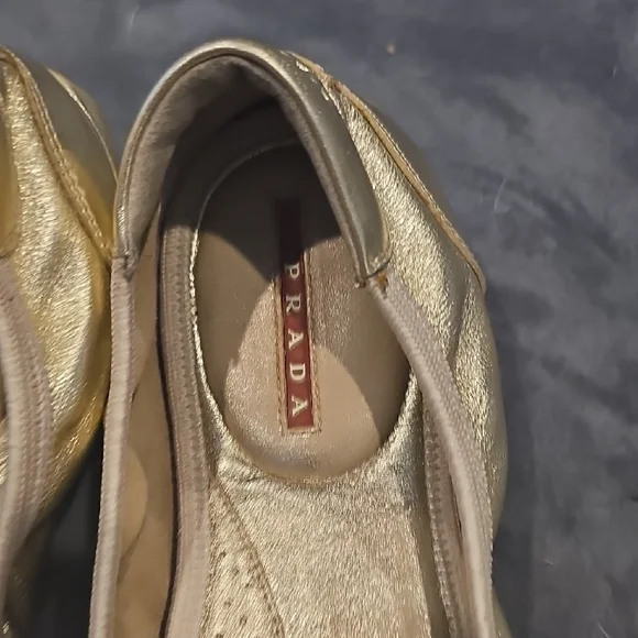 Prada Metallic Gold Flats - Picture 5 of 10